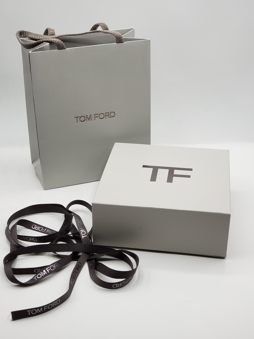 Tom Ford gift box, bag and ribbon
